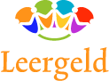 logo stichting leergeld, getekende poppetjes in kleur met daaronder in het oranje geschreven leergeld