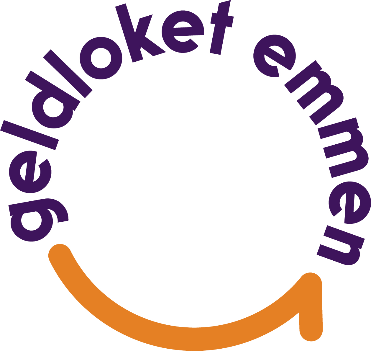 logo geldloket; paarse letters geldloket en een oranje lijn eronder